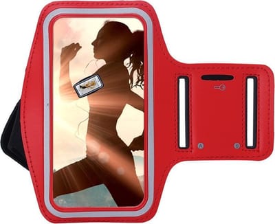Geschikt voor Samsung Galaxy A71/ A71 5G Sportband hoes Sport armband hoesje Hardloopband Rood Pearlycase