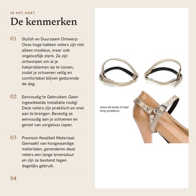 Dailygoods- Schoenveters Antislip - Hoge Hakken Veters - Schoenaccessoires - Duurzaam - Gemakkelijk te Gebruiken - Verkrijgbaar in Rood/Zwart/Goud