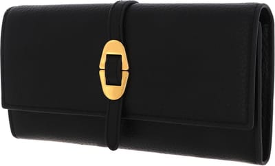 COCCINELLE Leren Portemonnee Coccinelle Cosima Wallet Grained Leather Noir Zwart