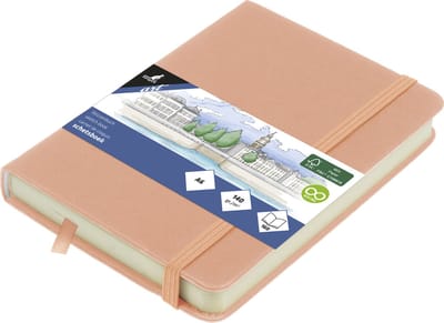 Kangaro schetsboek A6 - oudroze - PU hardcover - met elastiek en lint - schetsblok - schetsboeken