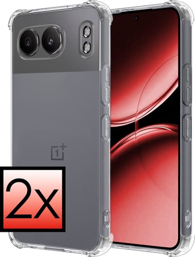 Hoesje - 2 Stuks - Geschikt voor OnePlus Nord 4 - Sterk & Shockproof - Siliconen Case - Back Cover - Telefoon Hoes Shock Proof - Transparant