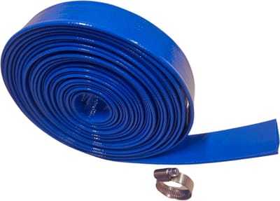Platte tuinslang voor dompelpompen Diameter 25mm (1 ") - 7,5 Meter Rol - 3 Bar + 1 slangklem