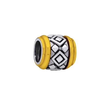 925 - Zilveren - Bedels -Sterling zilver - Beads - 14 Karaat Verguld Rand met Ornament - Kraal Charm - Geschikt – voor - alle bekende merken - Armband Z504
