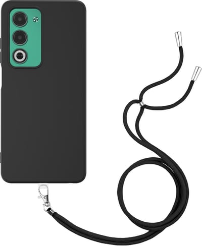 Just in Case hoesje met koord geschikt voor Oppo A5 (5G) Hoesje met Koord - Flexibele Case - Zwart