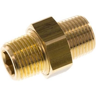 R 1/2'' Messing Borstnippel 3-delig met Conische afdichting 16 Bar