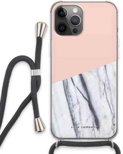 Case Company® - Hoesje met koord geschikt voor iPhone 13 Pro Max hoesje met Koord - A touch of peach - Telefoonhoesje met Zwart Koord - Bescherming aan alle Kanten en Over de Schermrand