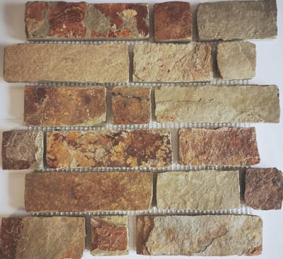 Mozaïektegels Leisteen - Natuursteen Platen - Muur & Wand Bekleding - Waterbestendig Natuursteen - 30x30cm Vel - Bruin Roest
