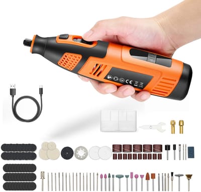119-Delige Draadloze Multitoolset, Draagbare Mini-Rotatietool op DC12V, 28 Instelbare Snelheden van 5000–32000 Tpm, Geschikt voor Graveren, Slijpen, Polijsten, Snijden en Diverse Doe-Het-Zelfprojecten