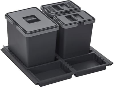 METROPOLIS afvalbak 15+6+6L met deksel; in kunststof kuip; voor uittrekbare rompbreedte 60cm