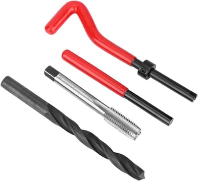 17pc RVS Draadherstelset - M10x1.5 Verdorde Boor Tap Sleutel en Draadinsert Gereedschap Hoogwaardige Sterkte - Slijtvast, Herstelt in Aluminium Legering en Meer
