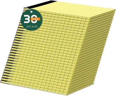 30 Stuks Gestreepte Gele Notitieblokken Zakformaat (7.6 x 12.7 cm) - Gelijnde Kleine Schrijfblokken