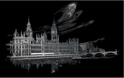 Silver Foil Engraving Art A3 - Big Ben & Parliament