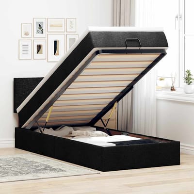 vidaXL - Bed - met - matras - 100x200 - cm - stof - zwart