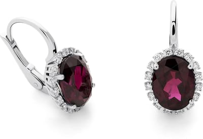 Orphelia  OD-5335 - Oorhangers - Goud 18 kt - Diamant 0.27 ct / Rhodolite Garnet 5.50 ct - 1.7 cm