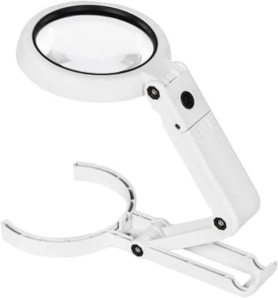 5-voudige handloep met inklapbare standaard en verlichting - Tafelvergrootglas voor lezen, inspectie, hobby en reparaties