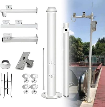 Bewakingscamera Mast - Camerastandaard Buiten - Veilige Beveiliging - In Hoogte Verstelbaar - 2.5m tot 6m - Zwart