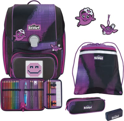 Scout Schooltas Movie Star Genius Set 5-delig Pink Pixel Paars