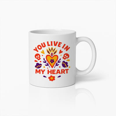 You Live in My Heart Mok 330ml – Romantische Liefdesbeker met Kleurrijk Hart Design – Perfect Cadeau voor Valentijnsdag, Jubileum of Partner