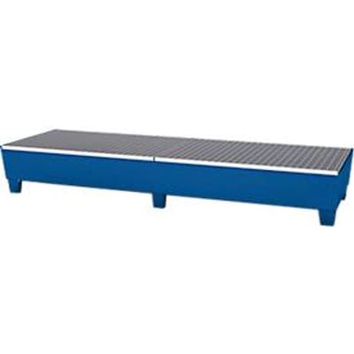 Opvangbak ASECOS, staal, met rooster en vorkheftruckschoenen, 400 ltr. inhoud, B 815 x D 2470 x H 355 mm, gelakt