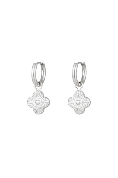 Oorbellen met hartjesbloem - Zilver - Stainless Steel