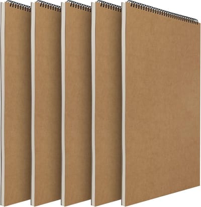 Schetsboek Set - Tekenen Schrijven - Creatief Uiten - Dikke Papieren Bladen - 5 Stuks A3 - Kraft Bruin