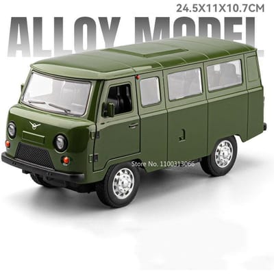 1:18 Russische Uaz-452 Hunter Speelgoedauto's Diecast Model Met Geluid Licht Van Deuren Openen Minivrachtwagen Kinderen Kinderdag Cadeaus