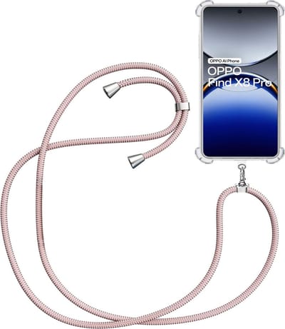 Telefoonkoord + Hoesje Geschikt voor OPPO Find X8 - Lengte Verstelbaar - Telefoonketting - Shock Proof Case - Rose