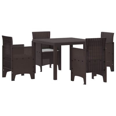 vidaXL - Tuin - Eettafel - Set - 5 - st - Bruin - Polypropyleen