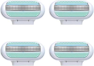 Vervangende scheermesjes voor vrouwen, universele scheermesjes met 3 bladen en hydraterende strip, wasbaar en herbruikbaar, eenvoudig te vervangen, ideaal voor dagelijks gebruik en een zachte huid