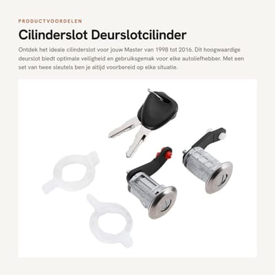 Dailygoods- Cilinderslot Links/Rechts - Deurslotcilinderset - 2 Sleutels - Geschikt voor Master 1998-2016 - ABS Materiaal - Nieuw - Deurslot