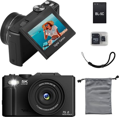 Zenergy Camera 5K - Videocamera - 4K 60FPS - 75MP - Fotocamera - Film Camera - Videorecorder - Camcorder - Incl. 64GB