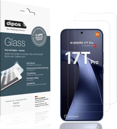 dipos – 2x Pantserfolie geschikt voor Xiaomi 17T Pro | 9H Screenprotector