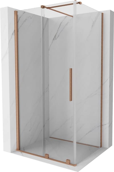 Mexen Velar schuifdouchecabine 90 x 70 , transparant, geborsteld koper - 871-090-070-01-65