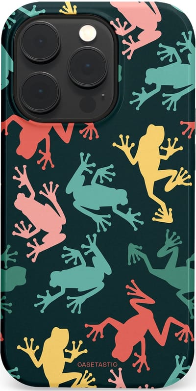 Casetastic Hoesje Geschikt voor Apple iPhone 14 Pro Magsafe - Stijlvolle Beschermende Duo-layer Case - Regenwoud Kikkers