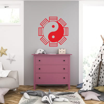 Muursticker - Yin Yang - 40,6 x 40,6 - Rood