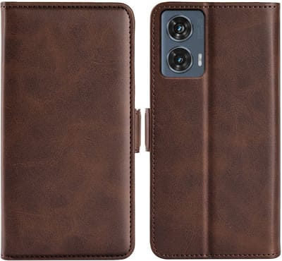 MobyDefend Hoesje - Geschikt voor Motorola Edge 50 Fusion - Luxe Wallet Book Case (Sluiting Zijkant) - Bruin