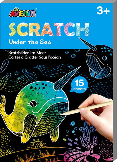 AVENIR Scratch Art Boek Mini A6 - Diep In De Zee - 15 Pagina'S - 3 Jaar