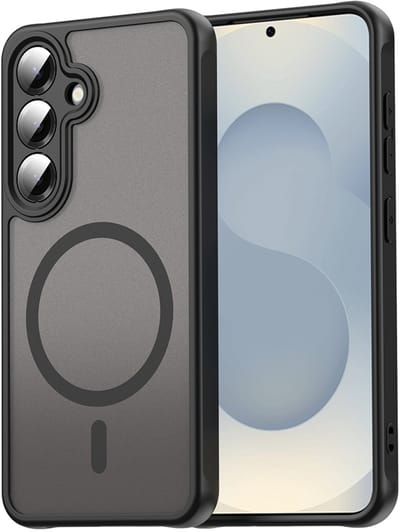 MobyDefend Hoesje - Geschikt voor Samsung Galaxy S24 - Case Geschikt voor MagSafe - Mat Transparant Met Gekleurde Rand - Zwart