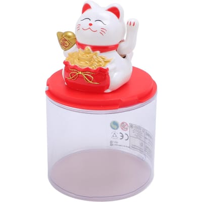 Feng Shui Gelukskat Zonne-energie Zwaaiende Maneki Neko Decoratie Gelukskat Beeld voor Huis Winkel Auto Interieur wit