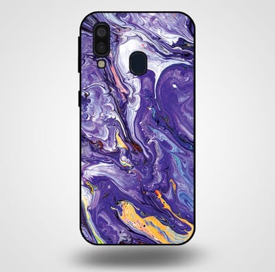 Smartphonica Telefoonhoesje voor Samsung Galaxy A40 met marmer opdruk - TPU backcover case marble design - Goud Paars geschikt voor Samsung Galaxy A40