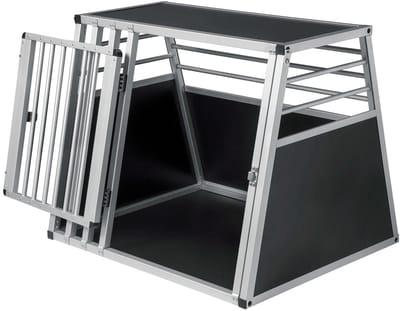 Velmio Hondenbench - Autobench voor hond/kat - Reisbench - 80x65x65cm - Schuin design - Medium - Metaal frame - Zwart