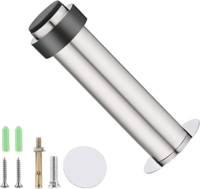 Zelfklevende Roestvrijstalen Deurstopper met Rubber Buffer - Wandmontage voor Muur- en Meubelbescherming - 100 mm