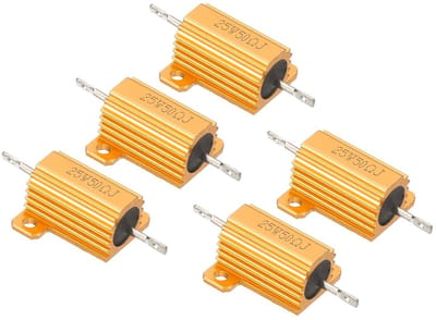 5 Stuks 25W 50 Ohm Draadgewikkelde Aluminium Behuizing Weerstanden 5% Tolerantie