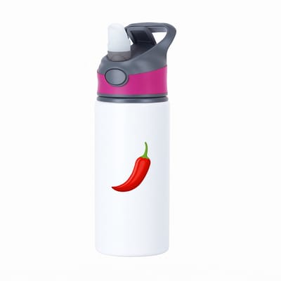 Hacebo® - Rode peper waterfles met rietje roze - Groente - Groente liefhebbers - Chillipeper - pittige peper - water fles - 650ML