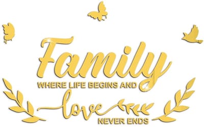 Dailygoody - 3D Family Vlinder Spiegel Wand Sticker - Decoratie Muursticker - Goud - Wanddecoratie voor Woonkamer en Slaapkamer - Unieke Acryl Vlinder