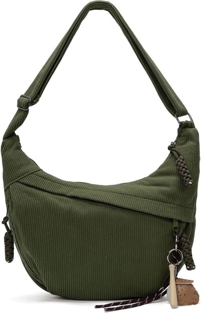 Crossbody Tas van Katoen voor Dames, Halve Maan Schoudertas met Casual Design, Ideaal voor Reizen, Werk en Dagelijks Gebruik