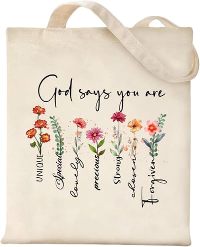 Dailygoods- Boodschappentas herbruikbaar - Katoenen tas met bijbeltekst - Dubbelzijdig bedrukt - 40 x 35 cm - Duurzaam canvas - Esthetische draagtas