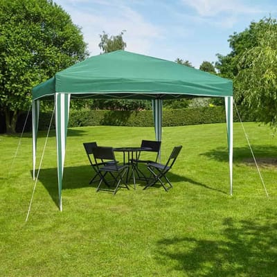 Pop-Up Partytent - Tuinpaviljoen Tent - Feestjes Organiseren - Snel Opzetbaar - 3 x 3 meter - Groen Wit Gestreept