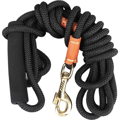Laisse pour chien Nylon Étendue Forte Capacité de Charge Corde de Traction pour Chien avec Poignée Douce pour black