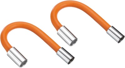 2 stuks schuimverlengbuis, kraan verlengstuk, gootsteen afvoerbuis, badkamer kraan verlengbuis, verlengstuk, flexibele waterslang, adapter oranje (20 cm)